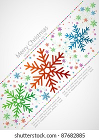 abstract christmas background with the coloured snowflakes