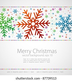 abstract christmas background with the coloured snowflakes