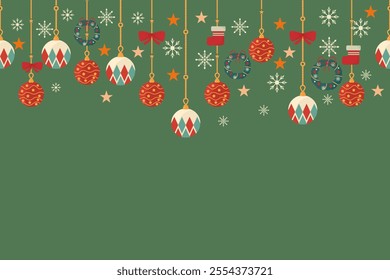 Abstract Christmas background decorations with ball,star,light,gift,Christmas tree,flower,snow flakes 