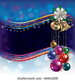 Abstract Christmas background with decorations and bells