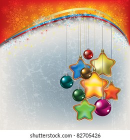 Abstract Christmas background with decorations on grey