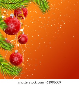 Abstract Christmas background with decorations and stars