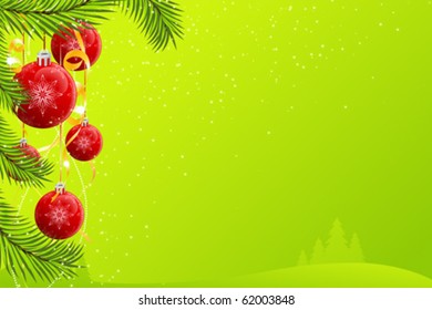 Abstract Christmas background with decorations and trees