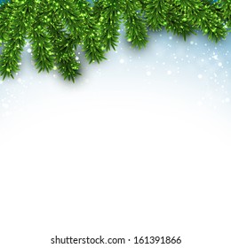 Abstract christmas background with fir and snowflakes. Vector illustration.  