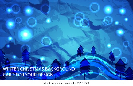 abstract christmas background with glowing elements and silhouettes of trees