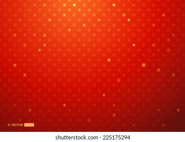 Abstract Christmas background. Gold snowflakes on red background. There is place for your text.