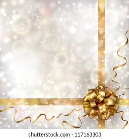 Abstract Christmas background with golden bow. EPS10