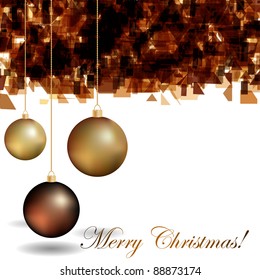 Abstract Christmas background with golden and brown baubles