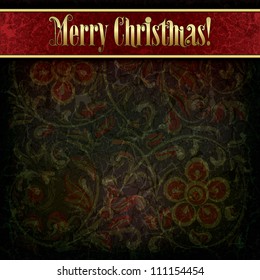 Abstract Christmas background with grunge floral ornament