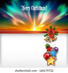 Abstract Christmas background with handbells and decorations