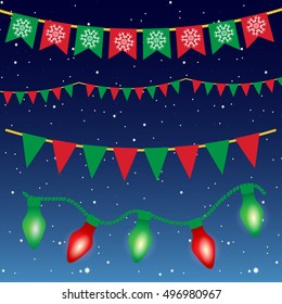 Abstract Christmas background with luminous garland. 