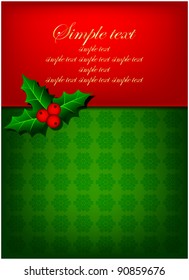 Abstract christmas background with mistletoe and red berries