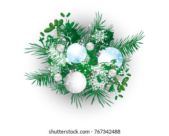 Abstract Christmas background with needles and balls