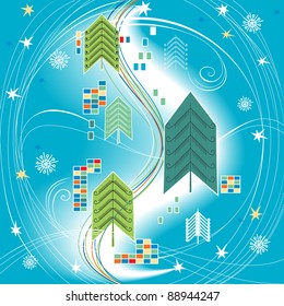 Abstract Christmas background on blue for design