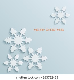 Abstract Christmas background with paper cut snowflakes. Vector illustration