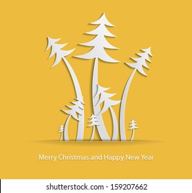 Abstract Christmas background with paper christmas trees
