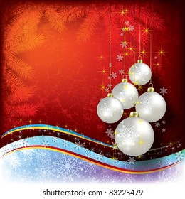 Abstract Christmas background with pearl decorations on red