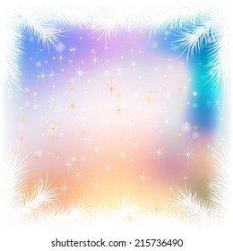 abstract Christmas background with pine branch and snowflakes