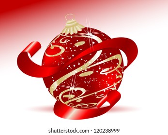 Abstract christmas background with red ball
