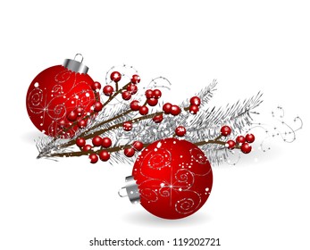 Abstract christmas background with red balls