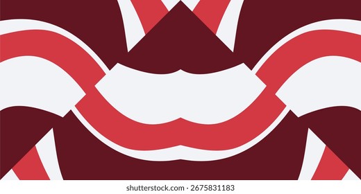 Um fundo de Natal abstrato com padrões de redemoinho vermelho e branco.