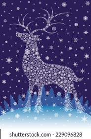 Abstract Christmas background with a reindeer.