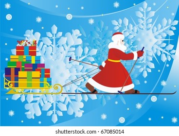 Abstract Christmas background with Santa Claus