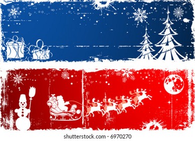 Abstract christmas background with Santa & deers, element for design, vector illustration
