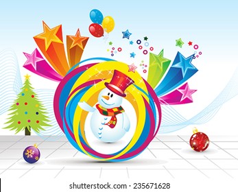 abstract christmas background with snow man vector illustration