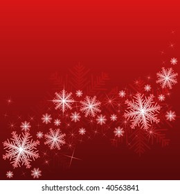 Abstract Christmas background with snow on red background