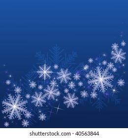 Abstract Christmas background with snow on blue background