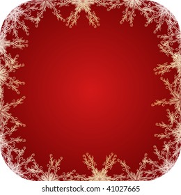 Abstract Christmas background with snow and snowflake on red background