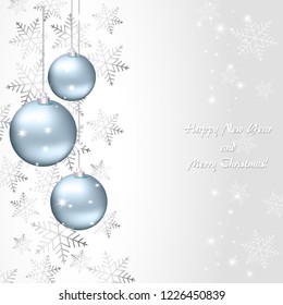 Abstract Christmas background with snowflakes and ball