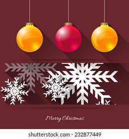 abstract christmas background with snowflakes and christmas balls