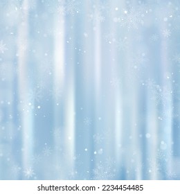 Abstract Christmas background with snowflakes. Blue Elegant Winter background