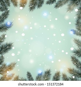 Abstract Christmas background with snowflakes and place for text. Vector Illustration.