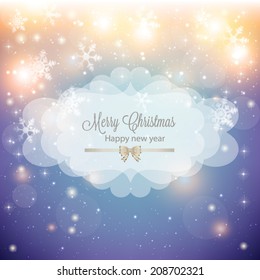 Abstract Christmas background with snowflakes and place for text. Vector Illustration.