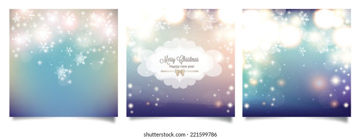 Abstract Christmas background with snowflakes and place for text. Vector Illustration.