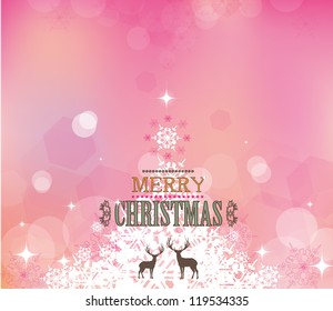 Abstract Christmas background with snowflakes Sky pink and happy new year