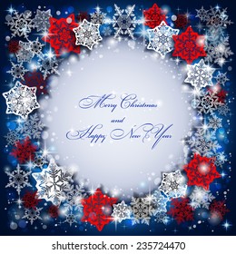 Abstract Christmas background with snowflakes. Space for text.