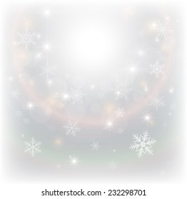Resumen del fondo navideño con copos de nieve, ilustración vectorial.