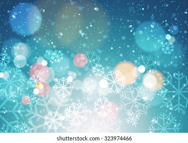 Abstract Christmas Background with Snowflakes, Vector Illustration