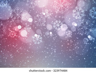 Resumen de antecedentes de Navidad con copos de nieve, ilustración vectorial