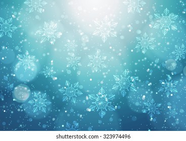 Abstract Christmas Background with Snowflakes, Vector Illustration