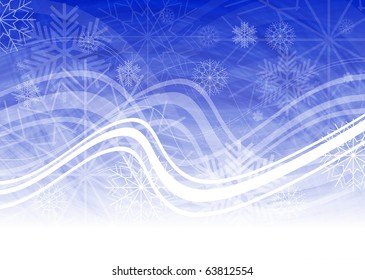 Abstract Christmas background with snowflakes and waves - eps 10