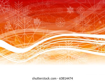 Abstract Christmas background with snowflakes and waves - eps 10