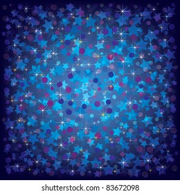 Abstract Christmas background with stars on dark blue