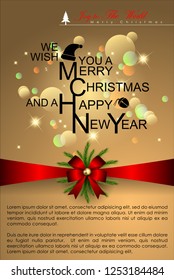Abstract of Christmas Background and Template.  Christmas Typographic and Party Concept. Vector and Illustration, EPS 10.