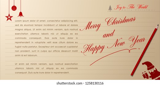Abstract of Christmas Background and Template.  Christmas Typographic and Party Concept. Vector and Illustration, EPS 10.