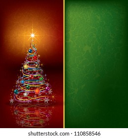 Abstract Christmas background with tree and decoration